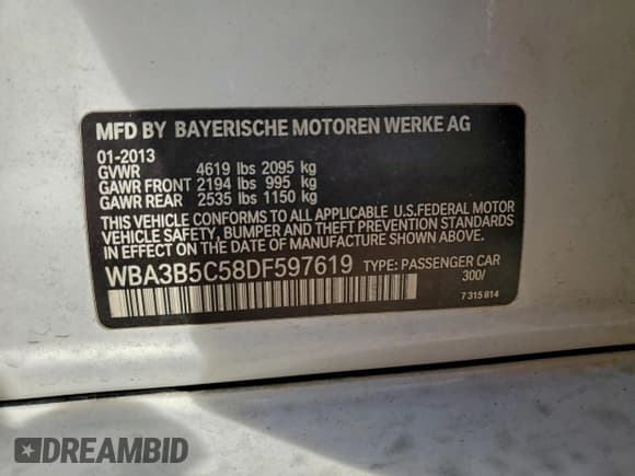 ✅ 2013 BMW 3 Series 328i xDrive • VIN: WBA3B5C58DF597619 • Lot: 95265445. Wystawiony na Copart z przebiegiem 108 398 mil. Bezpłatny archiwum sprzedaży aukcyjnych z USA i szczegółowy raport historii pojazdu na DreamBid. Zdjęcie 12.