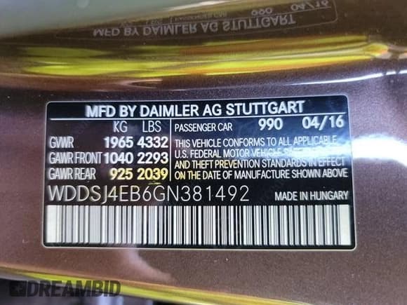 ✅ 2016 Mercedes-Benz CLA 250 • VIN: WDDSJ4EB6GN381492 • Lot: 43023707. Wystawiony na IAAI z przebiegiem 46 561 mil. Bezpłatny archiwum sprzedaży aukcyjnych z USA i szczegółowy raport historii pojazdu na DreamBid. Zdjęcie 1.