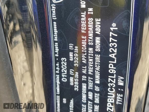 ✅ 2023 Lamborghini Urus Performante • VIN: ZPBUC3ZL9PLA23771 • Lot: 49268085. Listed on Copart with 15,270 mi. Free auction sales archive from the USA and detailed vehicle history report at DreamBid. Image 13.