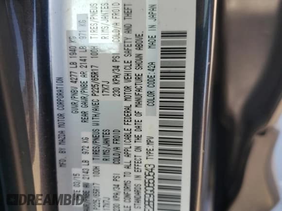 ✅ 2016 Mazda CX-5 Sport • VIN: JM3KE2BE9G0650543 • Лот: 41987795. Опубликован ранее на Copart с пробегом 163 528 миль. Бесплатный доступ к архиву аукционных продаж из США и подробный отчёт об истории автомобиля на DreamBid. Изображение 13.