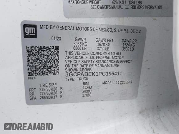 ✅ 2023 Chevrolet Silverado 1500 Custom • VIN: 3GCPABEK1PG196411 • Лот: 43040706. Опубликован ранее на IAAI с пробегом 20 028 миль. Бесплатный доступ к архиву аукционных продаж из США и подробный отчёт об истории автомобиля на DreamBid. Изображение 9.