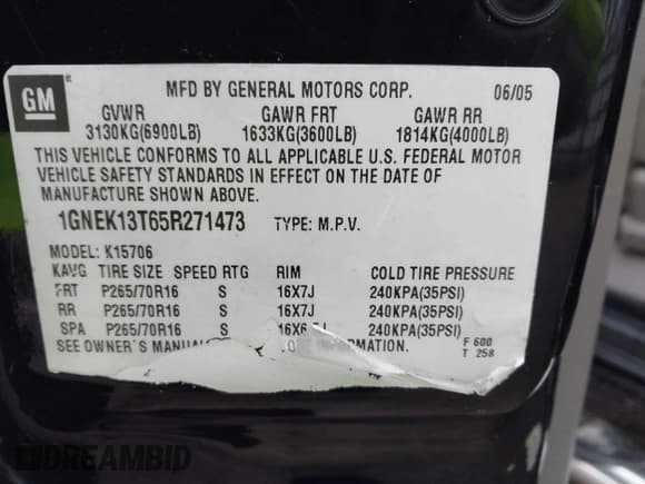 ✅ 2005 Chevrolet Tahoe Z71 • VIN: 1GNEK13T65R271473 • Лот: 43762343. Опубликован ранее на IAAI с пробегом 185 689 миль. Бесплатный доступ к архиву аукционных продаж из США и подробный отчёт об истории автомобиля на DreamBid. Изображение 9.