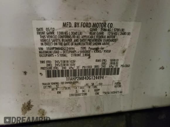 ✅ 2013 Ford Police Interceptor • VIN: 1FAHP2M84DG124494 • Lot: 58102335. Wystawiony na Copart z przebiegiem 157 614 mil. Bezpłatny archiwum sprzedaży aukcyjnych z USA i szczegółowy raport historii pojazdu na DreamBid. Zdjęcie 12.