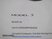 ✅ 2023 Tesla Model 3 • VIN: 5YJ3E1EA9PF452238 • Lot: 41657897. Wystawiony na IAAI z przebiegiem 60 031 mil. Bezpłatny archiwum sprzedaży aukcyjnych z USA i szczegółowy raport historii pojazdu na DreamBid. Zdjęcie 15.