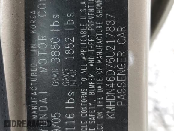 ✅ 2006 Hyundai Elantra GLS • VIN: KMHDN46D76U217837 • Lot: 55560755. Wystawiony na Copart z przebiegiem 87 975 mil. Bezpłatny archiwum sprzedaży aukcyjnych z USA i szczegółowy raport historii pojazdu na DreamBid. Zdjęcie 12.