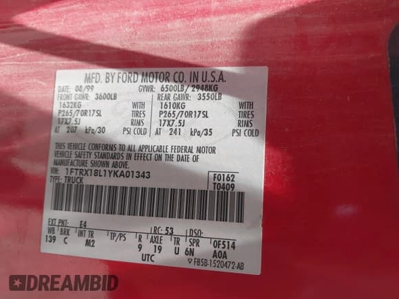 ✅ 2000 Ford F-150 XL • VIN: 1FTRX18L1YKA01343 • Лот: 42774074. Опубликован ранее на IAAI с пробегом Не указан. Бесплатный доступ к архиву аукционных продаж из США и подробный отчёт об истории автомобиля на DreamBid. Изображение 9.