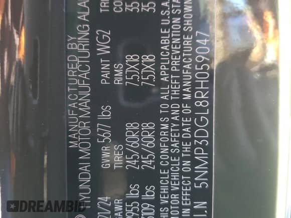 2024 Hyundai Santa Fe XRT с VIN 5NMP3DGL8RH059047, выставлен на аукционе Copart как лот 44592765 с пробегом 4 743 миль миль и Списание • Salvage title. История ставок и продаж доступна на DreamBid. Изображение 15.