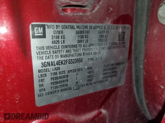 ✅ 2015 Chevrolet Captiva Sport LTZ • VIN: 3GNAL4EK2FS523669 • Lot: 85545904. Wystawiony na Copart z przebiegiem 103 689 mil. Bezpłatny archiwum sprzedaży aukcyjnych z USA i szczegółowy raport historii pojazdu na DreamBid. Zdjęcie 13.