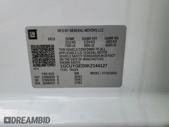 ✅ 2019 Chevrolet Silverado 1500 LTZ • VIN: 1GCUYGED0KZ144127 • Lot: 67528924. Wystawiony na Copart z przebiegiem 95 130 mil. Bezpłatny archiwum sprzedaży aukcyjnych z USA i szczegółowy raport historii pojazdu na DreamBid. Zdjęcie 12.