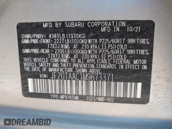 ✅ 2021 Subaru Crosstrek • VIN: JF2GTAAC1M9673371 • Лот: 43463793. Опубликован ранее на IAAI с пробегом 30 028 миль. Бесплатный доступ к архиву аукционных продаж из США и подробный отчёт об истории автомобиля на DreamBid. Изображение 9.