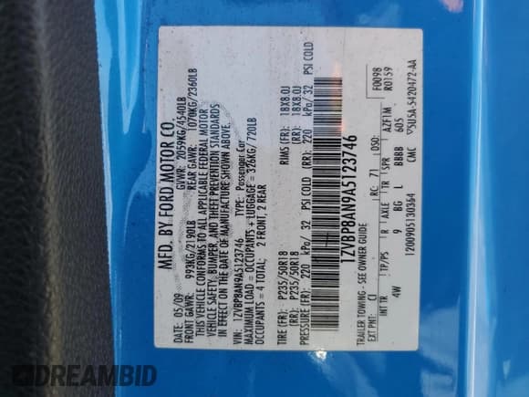 ✅ 2010 Ford Mustang V6 • VIN: 1ZVBP8AN9A5123746 • Lot: 82748525. Listed on Copart with 204,122 mi. Free auction sales archive from the USA and detailed vehicle history report at DreamBid. Image 12.