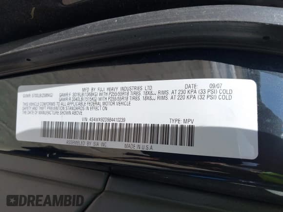 ✅ 2008 Subaru Tribeca Limited • VIN: 4S4WX92D984410239 • Lot: 42305456. Listed on IAAI with 213,688 mi. Free auction sales archive from the USA and detailed vehicle history report at DreamBid. Image 9.