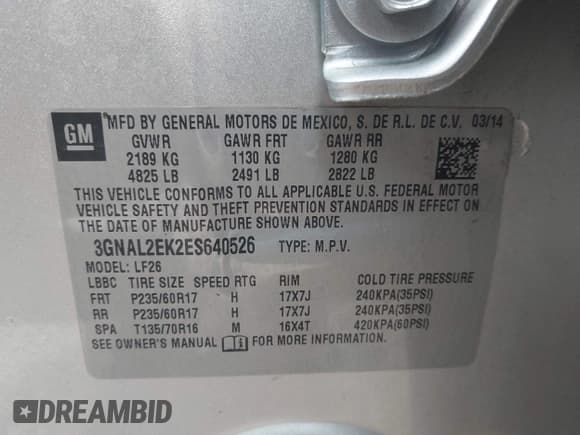 ✅ 2014 Chevrolet Captiva Sport LS • VIN: 3GNAL2EK2ES640526 • Lot: 42471809. Wystawiony na IAAI z przebiegiem 89 547 mil. Bezpłatny archiwum sprzedaży aukcyjnych z USA i szczegółowy raport historii pojazdu na DreamBid. Zdjęcie 9.