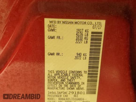 ✅ 2017 Nissan Altima SR • VIN: 1N4AL3AP5HC291801 • Lot: 82530095. Wystawiony na Copart z przebiegiem 124 417 mil. Bezpłatny archiwum sprzedaży aukcyjnych z USA i szczegółowy raport historii pojazdu na DreamBid. Zdjęcie 12.