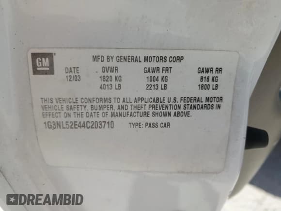 ✅ 2004 Oldsmobile Alero GL1 • VIN: 1G3NL52E44C203710 • Lot: 53755505. Wystawiony na Copart z przebiegiem 180 582 mil. Bezpłatny archiwum sprzedaży aukcyjnych z USA i szczegółowy raport historii pojazdu na DreamBid. Zdjęcie 12.