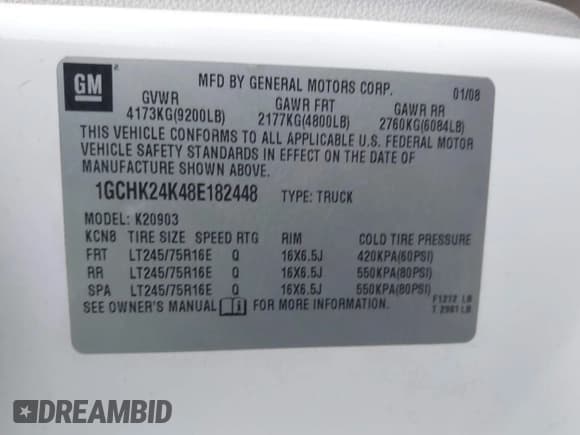 ✅ 2008 Chevrolet Silverado 2500HD 1LT • VIN: 1GCHK24K48E182448 • Лот: 43729312. Опубликован ранее на IAAI с пробегом 38 983 миль. Бесплатный доступ к архиву аукционных продаж из США и подробный отчёт об истории автомобиля на DreamBid. Изображение 9.