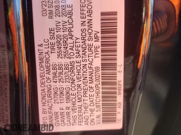 ✅ 2023 Acura RDX w/A-Spec Package • VIN: 5J8TC1H6XPL002769 • Lot: 84928854. Listed on Copart with Not provided. Free auction sales archive from the USA and detailed vehicle history report at DreamBid. Image 15.