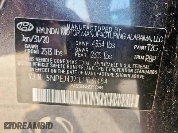 2020 Hyundai Sonata SEL Plus z VIN 5NPEJ4J21LH031484, wystawiony jako Copart lot #86283985 z przebiegiem 80 721 mil mil oraz Szkoda całkowita • Salvage title. Historia ofert i sprzedaży dostępna na DreamBid. Obrazek 12.