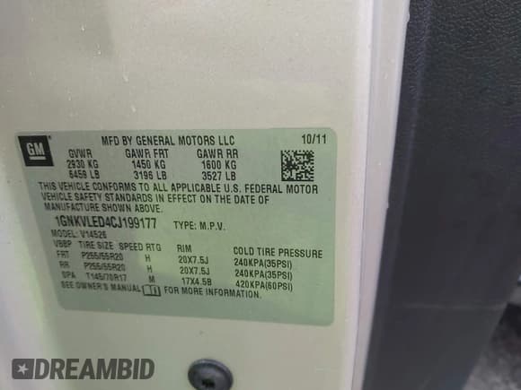 ✅ 2012 Chevrolet Traverse LTZ • VIN: 1GNKVLED4CJ199177 • Lot: 43190048. Wystawiony na IAAI z przebiegiem 296 739 mil. Bezpłatny archiwum sprzedaży aukcyjnych z USA i szczegółowy raport historii pojazdu na DreamBid. Zdjęcie 9.