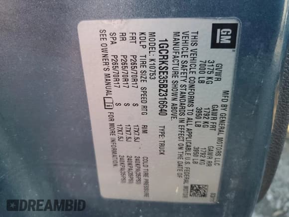 ✅ 2011 Chevrolet Silverado 1500 LT • VIN: 1GCRKSE35BZ316640 • Лот: 81989134. Опубликован ранее на Copart с пробегом 154 924 миль. Бесплатный доступ к архиву аукционных продаж из США и подробный отчёт об истории автомобиля на DreamBid. Изображение 12.