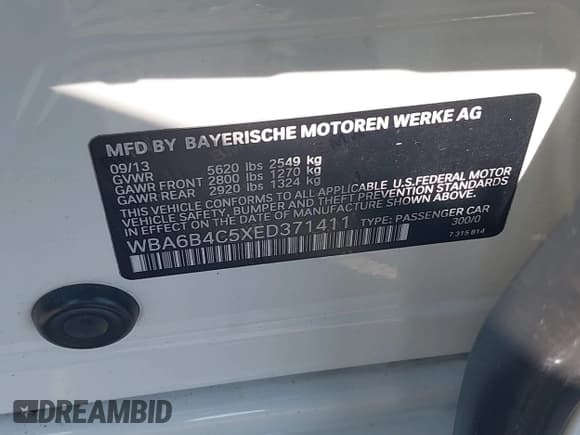 ✅ 2014 BMW 6 Series 650i xDrive • VIN: WBA6B4C5XED371411 • Lot: 43148318. Wystawiony na IAAI z przebiegiem 178 872 mil. Bezpłatny archiwum sprzedaży aukcyjnych z USA i szczegółowy raport historii pojazdu na DreamBid. Zdjęcie 9.