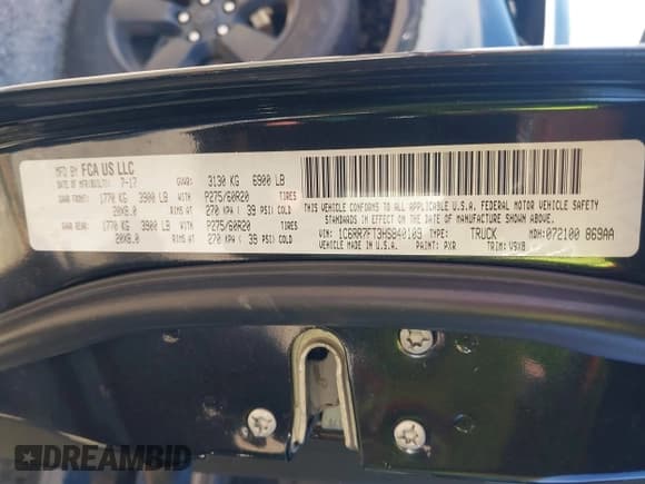 ✅ 2017 Ram 1500 Tradesman • VIN: 1C6RR7FT3HS840109 • Lot: 43168913. Wystawiony na IAAI z przebiegiem 92 835 mil. Bezpłatny archiwum sprzedaży aukcyjnych z USA i szczegółowy raport historii pojazdu na DreamBid. Zdjęcie 9.