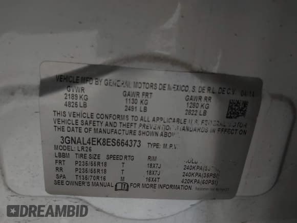 ✅ 2014 Chevrolet Captiva Sport LTZ • VIN: 3GNAL4EK8ES664373 • Lot: 41394677. Wystawiony na IAAI z przebiegiem 98 197 mil. Bezpłatny archiwum sprzedaży aukcyjnych z USA i szczegółowy raport historii pojazdu na DreamBid. Zdjęcie 9.