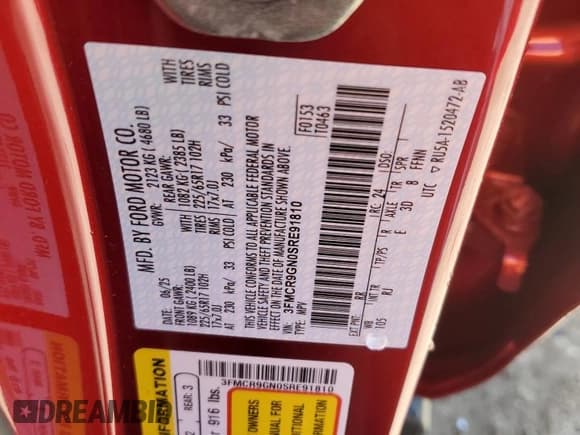 ✅ 2025 Ford Bronco Sport Heritage • VIN: 3FMCR9GN0SRE91810 • Lot: 84595165. Wystawiony na Copart z przebiegiem Nie podano. Bezpłatny archiwum sprzedaży aukcyjnych z USA i szczegółowy raport historii pojazdu na DreamBid. Zdjęcie 13.