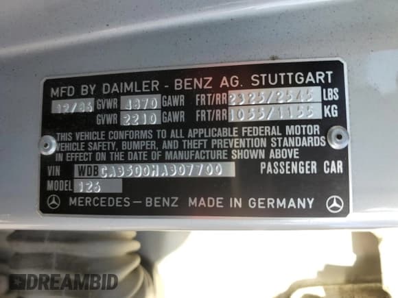 ✅ 1987 Mercedes-Benz 420 SEL • VIN: WDBCA35D0HA307700 • Лот: 46875455. Опубликован ранее на Copart с пробегом 117 272 миль. Бесплатный доступ к архиву аукционных продаж из США и подробный отчёт об истории автомобиля на DreamBid. Изображение 12.