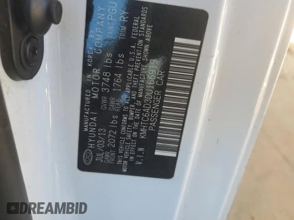 ✅ 2013 Hyundai Veloster w/Black Int • VIN: KMHTC6AD3DU166919 • Lot: 89124595. Wystawiony na Copart z przebiegiem 194 787 mil. Bezpłatny archiwum sprzedaży aukcyjnych z USA i szczegółowy raport historii pojazdu na DreamBid. Zdjęcie 12.