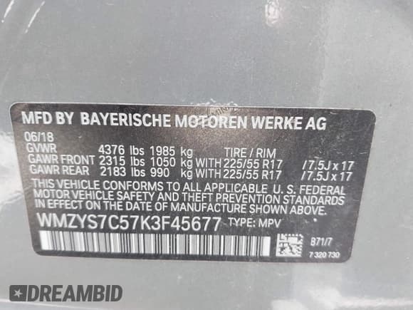 ✅ 2019 MINI Countryman Cooper • VIN: WMZYS7C57K3F45677 • Lot: 42560469. Listed on IAAI with 73,925 mi. Free auction sales archive from the USA and detailed vehicle history report at DreamBid. Image 9.