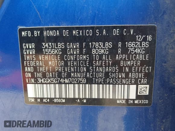 ✅ 2017 Honda Fit EX • VIN: 3HGGK5G74HM702759 • Лот: 42910429. Опубликован ранее на IAAI с пробегом 148 572 миль. Бесплатный доступ к архиву аукционных продаж из США и подробный отчёт об истории автомобиля на DreamBid. Изображение 9.
