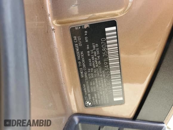 ✅ 2001 BMW Z3 3.0 • VIN: WBACN53491LJ58070 • Лот: 52049565. Опубликован ранее на Copart с пробегом 67 697 миль. Бесплатный доступ к архиву аукционных продаж из США и подробный отчёт об истории автомобиля на DreamBid. Изображение 13.