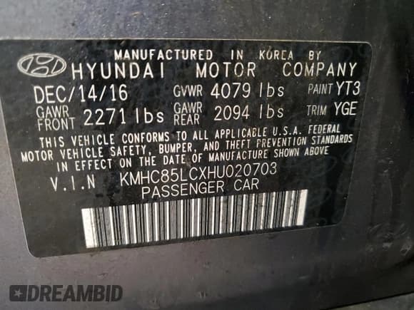 ✅ 2017 Hyundai Ioniq Limited • VIN: KMHC85LCXHU020703 • Lot: 41653345. Wystawiony na Copart z przebiegiem 119 212 mil. Bezpłatny archiwum sprzedaży aukcyjnych z USA i szczegółowy raport historii pojazdu na DreamBid. Zdjęcie 12.