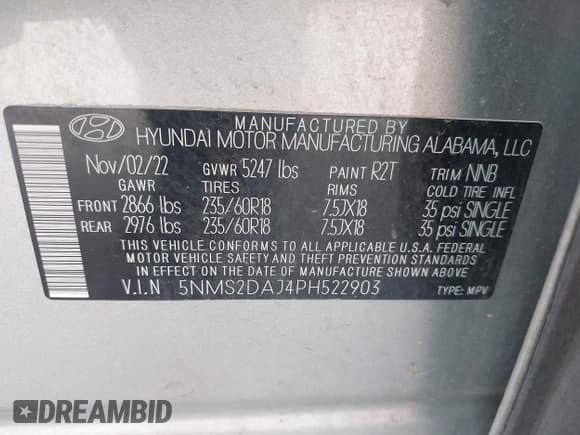 ✅ 2023 Hyundai Santa Fe SEL • VIN: 5NMS2DAJ4PH522903 • Лот: 43646374. Опубликован ранее на IAAI с пробегом 83 530 миль. Бесплатный доступ к архиву аукционных продаж из США и подробный отчёт об истории автомобиля на DreamBid. Изображение 9.