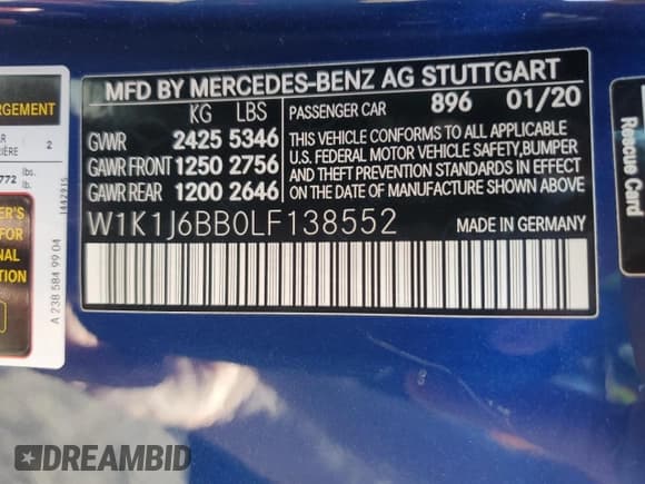 ✅ 2020 Mercedes-Benz E 53 AMG • VIN: W1K1J6BB0LF138552 • Lot: 71464145. Listed on Copart with 46,877 mi. Free auction sales archive from the USA and detailed vehicle history report at DreamBid. Image 12.