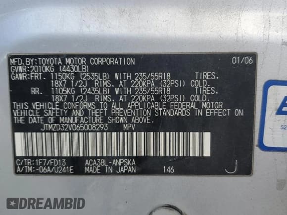 ✅ 2006 Toyota RAV4 Sport • VIN: JTMZD32V065008293 • Lot: 82583285. Wystawiony na Copart z przebiegiem 189 870 mil. Bezpłatny archiwum sprzedaży aukcyjnych z USA i szczegółowy raport historii pojazdu na DreamBid. Zdjęcie 12.