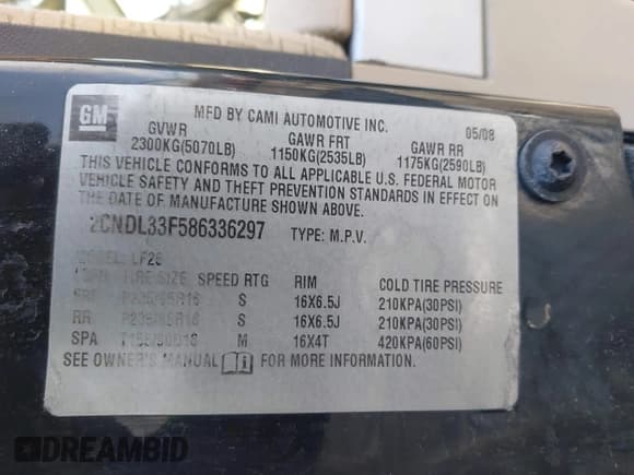 ✅ 2008 Chevrolet Equinox LT • VIN: 2CNDL33F586336297 • Лот: 41525010. Опубликован ранее на IAAI с пробегом 240 623 миль. Бесплатный доступ к архиву аукционных продаж из США и подробный отчёт об истории автомобиля на DreamBid. Изображение 9.