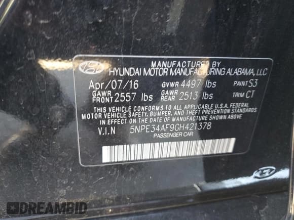 ✅ 2016 Hyundai Sonata Sport • VIN: 5NPE34AF9GH421378 • Лот: 86684505. Опубликован ранее на Copart с пробегом 99 095 миль. Бесплатный доступ к архиву аукционных продаж из США и подробный отчёт об истории автомобиля на DreamBid. Изображение 12.