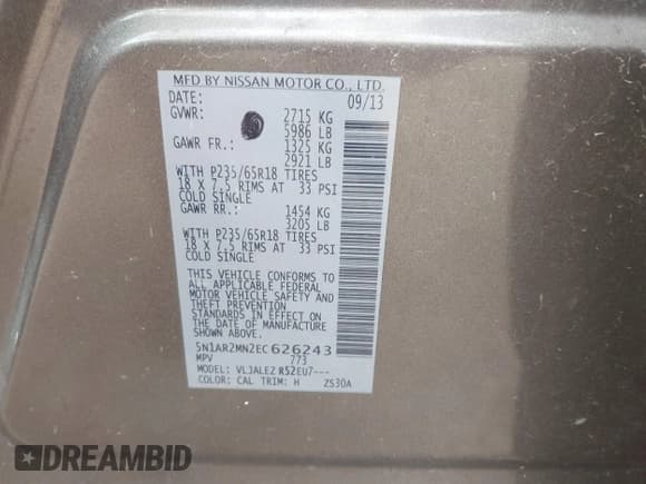 ✅ 2014 Nissan Pathfinder SL • VIN: 5N1AR2MN2EC626243 • Lot: 42245501. Wystawiony na IAAI z przebiegiem 146 367 mil. Bezpłatny archiwum sprzedaży aukcyjnych z USA i szczegółowy raport historii pojazdu na DreamBid. Zdjęcie 9.