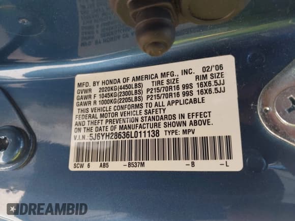 ✅ 2006 Honda Element EX • VIN: 5J6YH28636L011138 • Лот: 42736524. Опубликован ранее на IAAI с пробегом 194 377 миль. Бесплатный доступ к архиву аукционных продаж из США и подробный отчёт об истории автомобиля на DreamBid. Изображение 9.