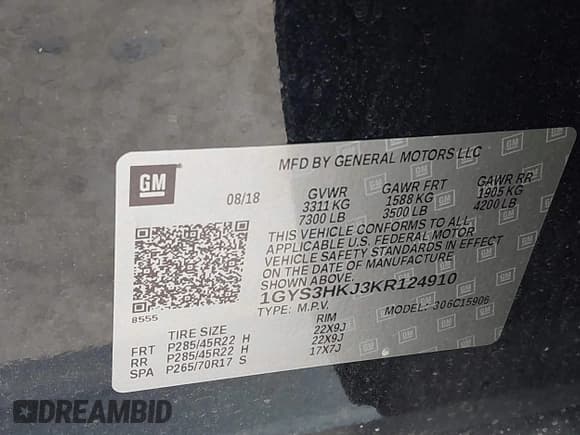 ✅ 2019 Cadillac Escalade ESV Luxury • VIN: 1GYS3HKJ3KR124910 • Lot: 42235337. Wystawiony na IAAI z przebiegiem 126 073 mil. Bezpłatny archiwum sprzedaży aukcyjnych z USA i szczegółowy raport historii pojazdu na DreamBid. Zdjęcie 9.