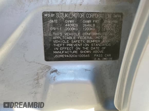 ✅ 2012 Suzuki Kizashi SE • VIN: JS2RE9A32C6100565 • Лот: 92511195. Опубликован ранее на Copart с пробегом 87 522 миль. Бесплатный доступ к архиву аукционных продаж из США и подробный отчёт об истории автомобиля на DreamBid. Изображение 12.