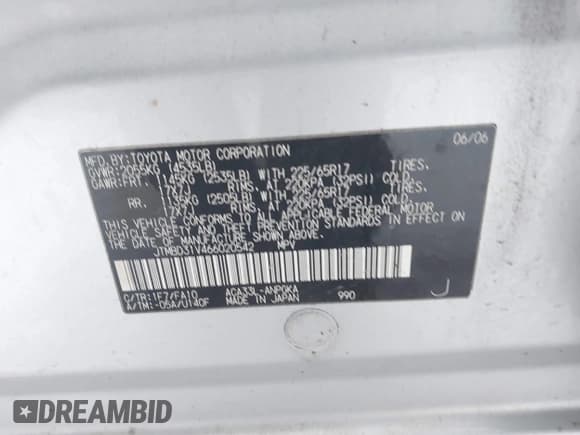 ✅ 2006 Toyota RAV4 Limited • VIN: JTMBD31V466020542 • Lot: 43889526. Listed on IAAI with 179,022 mi. Free auction sales archive from the USA and detailed vehicle history report at DreamBid. Image 9.