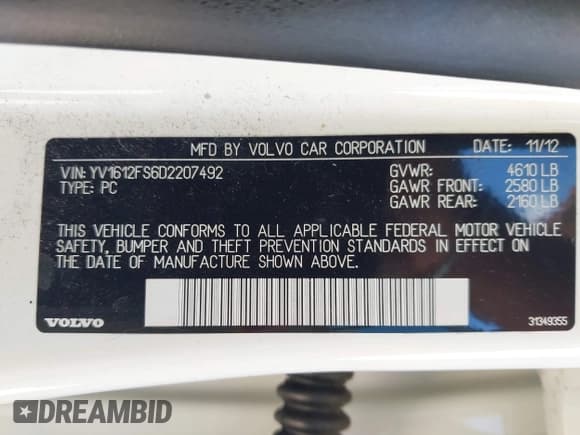 ✅ 2013 Volvo S60 T5 Premier • VIN: YV1612FS6D2207492 • Lot: 43497044. Wystawiony na IAAI z przebiegiem 97 274 mil. Bezpłatny archiwum sprzedaży aukcyjnych z USA i szczegółowy raport historii pojazdu na DreamBid. Zdjęcie 9.