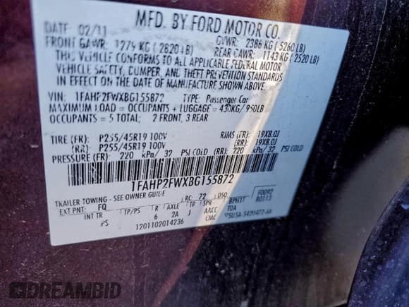 ✅ 2011 Ford Taurus Limited • VIN: 1FAHP2FWXBG155872 • Лот: 96000125. Опубликован ранее на Copart с пробегом 164 377 миль. Бесплатный доступ к архиву аукционных продаж из США и подробный отчёт об истории автомобиля на DreamBid. Изображение 12.