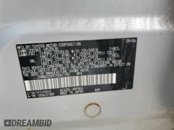 ✅ 2007 Toyota RAV4 Sport • VIN: JTMBD32V975061190 • Lot: 86672995. Wystawiony na Copart z przebiegiem 202 212 mil. Bezpłatny archiwum sprzedaży aukcyjnych z USA i szczegółowy raport historii pojazdu na DreamBid. Zdjęcie 13.