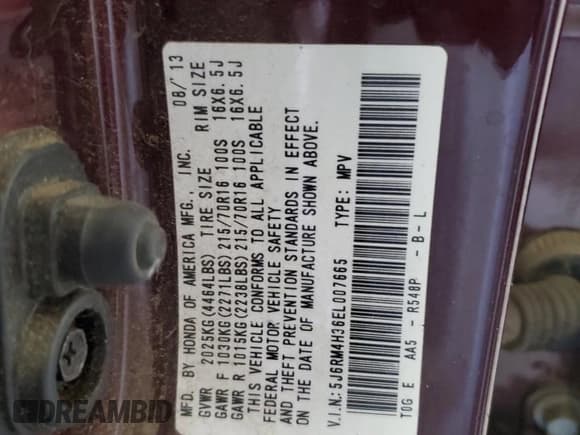 ✅ 2014 Honda CR-V LX • VIN: 5J6RM4H36EL007665 • Lot: 89733195. Wystawiony na Copart z przebiegiem 75 546 mil. Bezpłatny archiwum sprzedaży aukcyjnych z USA i szczegółowy raport historii pojazdu na DreamBid. Zdjęcie 14.