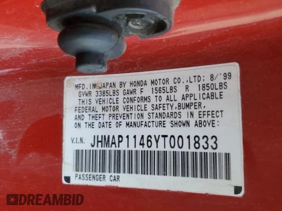 ✅ 2000 Honda S2000 • VIN: JHMAP1146YT001833 • Lot: 86554384. Wystawiony na Copart z przebiegiem 199 171 mil. Bezpłatny archiwum sprzedaży aukcyjnych z USA i szczegółowy raport historii pojazdu na DreamBid. Zdjęcie 12.