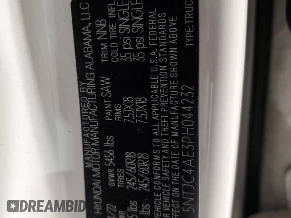 ✅ 2023 Hyundai Santa Cruz SEL • VIN: 5NTJC4AE3PH044232 • Лот: 88196565. Размещён на Copart с пробегом 51 481 миль миль. Получите бесплатный доступ к архиву аукционных продаж из США и посмотрите подробный отчёт об истории автомобиля на DreamBid. Изображение 12.